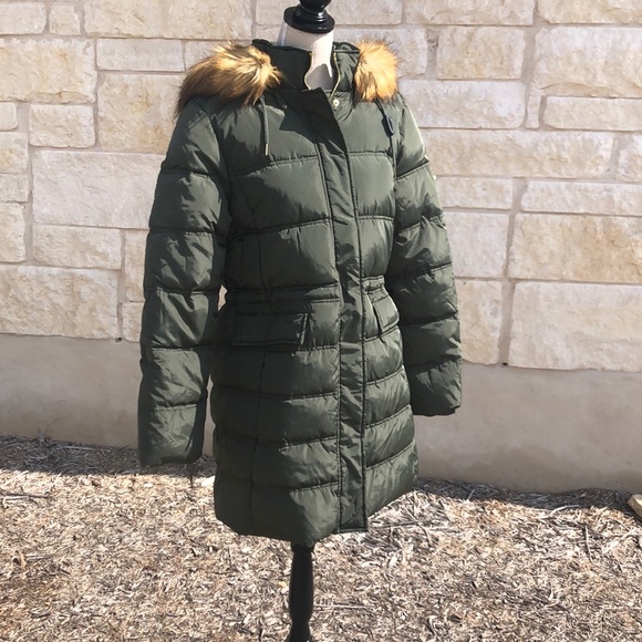 NWT ADRIENNE VITTADINI Long Puffer Coat Jacket with faux fur trim - Picture 10 of 16